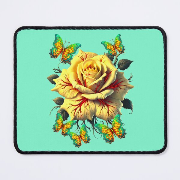 Item preview, Fantasy art, yellow roses and butterflies designed and sold by LoneAngel.