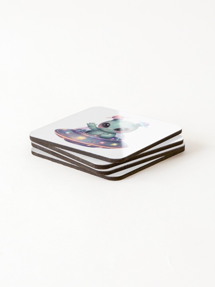 Thumbnail 4 of 5, Coasters (Set of 4), ZIBU – UFO Ride designed and sold by AlpineInkStudio.