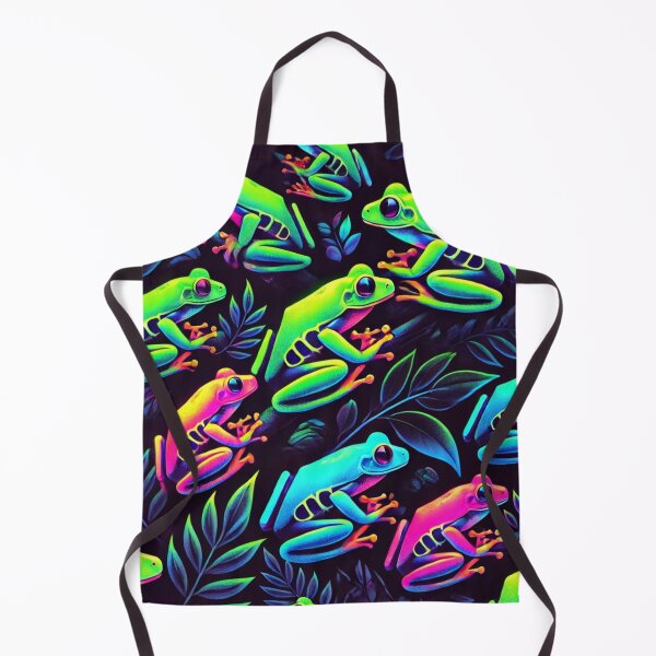 Item preview, Neon Tree Frog Pattern on Black – Tropical Frog designed and sold by TEEJAMBOREE.