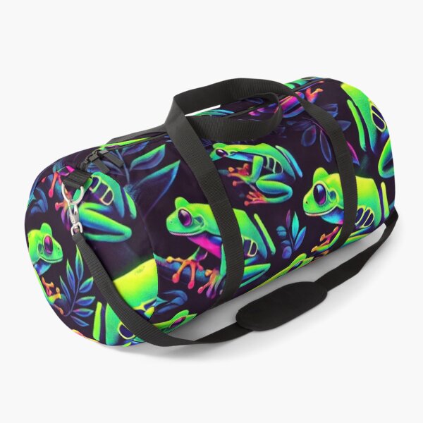 Item preview, Neon Tree Frog Pattern on Black – Tropical Frog  designed and sold by TEEJAMBOREE.