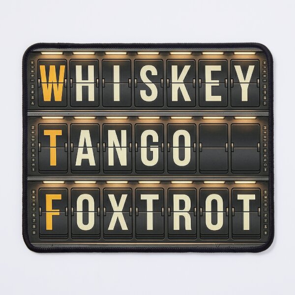Item preview, Vintage airport split-flap display with Whiskey Tango Foxtrot designed and sold by FreshOPrint.