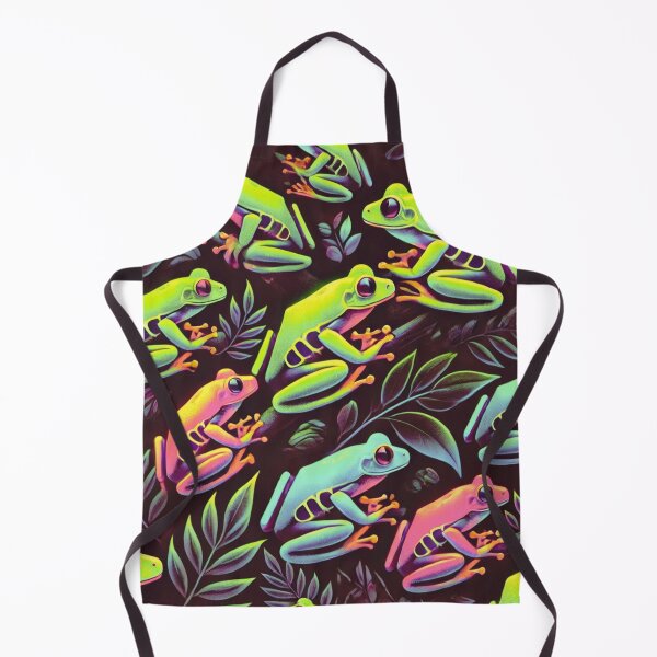 Item preview, Neon Tree Frog Pattern on Black – Tropical Frog designed and sold by TEEJAMBOREE.