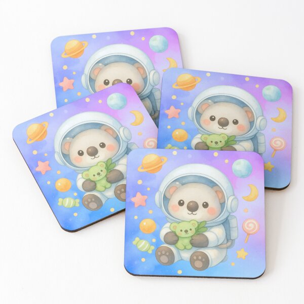 Item preview, Cute Koala Astronaut with Teddy Bear – Kawaii Pastel Space Galaxy Art designed and sold by p-frosty-design.
