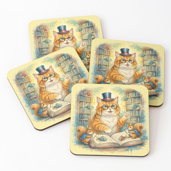 Item preview, Magical Library Cat & Enchanted Friends – Whimsical Watercolor Illustration designed and sold by Nusha Creations.