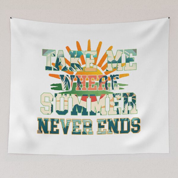 Item preview, Take Me Where Summer Never Ends - Tropical Palm Sunset Typography Art Print designed and sold by DesignArtist.ia.