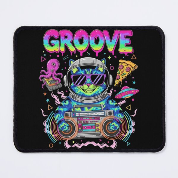 Item preview, Groove Space Cat – Neon Funky Cosmic Art designed and sold by Dogandesighn.