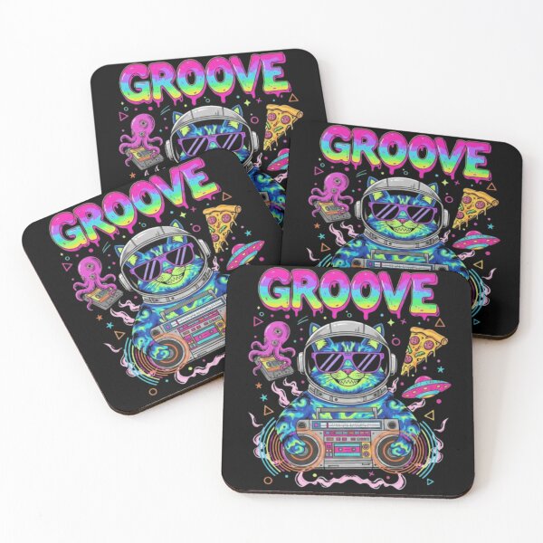 Item preview, Groove Space Cat – Neon Funky Cosmic Art designed and sold by Dogandesighn.