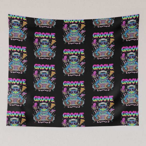 Item preview, Groove Space Cat – Neon Funky Cosmic Art designed and sold by Dogandesighn.
