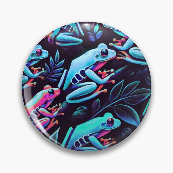 Item preview, Neon Tree Frog Pattern on Black – Tropical Frog  designed and sold by TEEJAMBOREE.