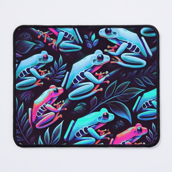 Item preview, Neon Tree Frog Pattern on Black – Tropical Frog  designed and sold by TEEJAMBOREE.