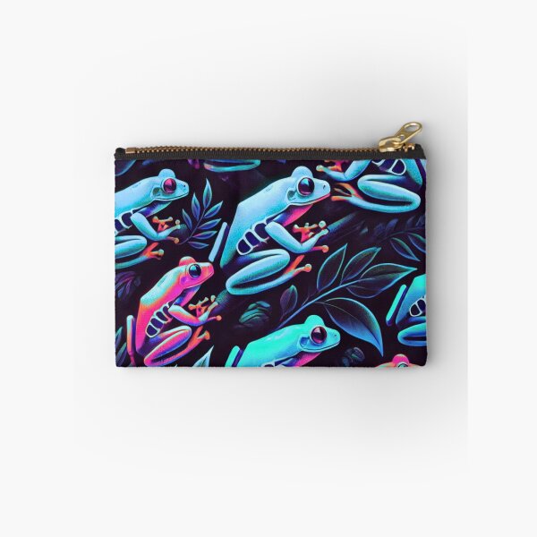 Item preview, Neon Tree Frog Pattern on Black – Tropical Frog  designed and sold by TEEJAMBOREE.