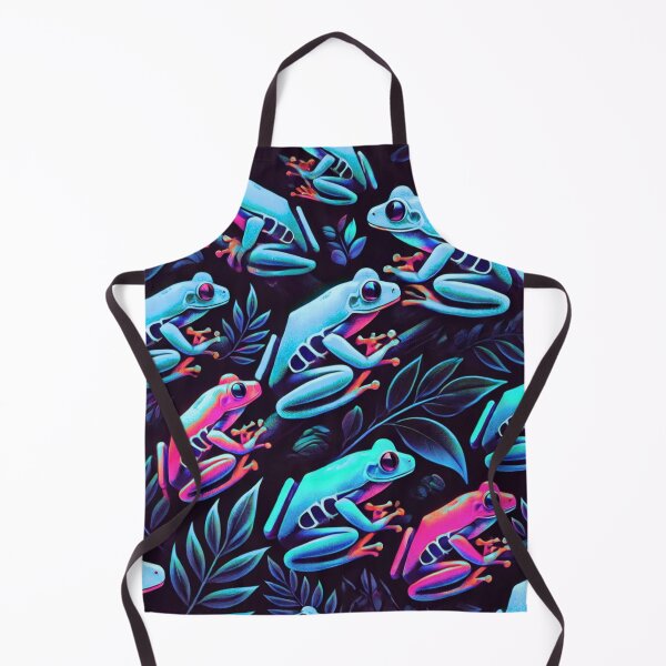 Item preview, Neon Tree Frog Pattern on Black – Tropical Frog designed and sold by TEEJAMBOREE.
