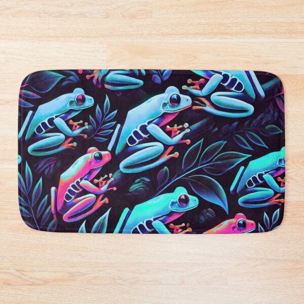 Item preview, Neon Tree Frog Pattern on Black – Tropical Frog  designed and sold by TEEJAMBOREE.
