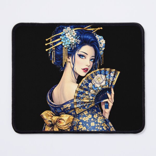 Item preview, Neon Blue Oiran Japanese Aesthetic Art designed and sold by EDO BEAST.