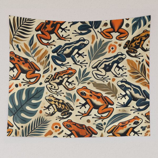 Item preview, Neon Tree Frog Pattern on Black – Tropical Frog  designed and sold by TEEJAMBOREE.