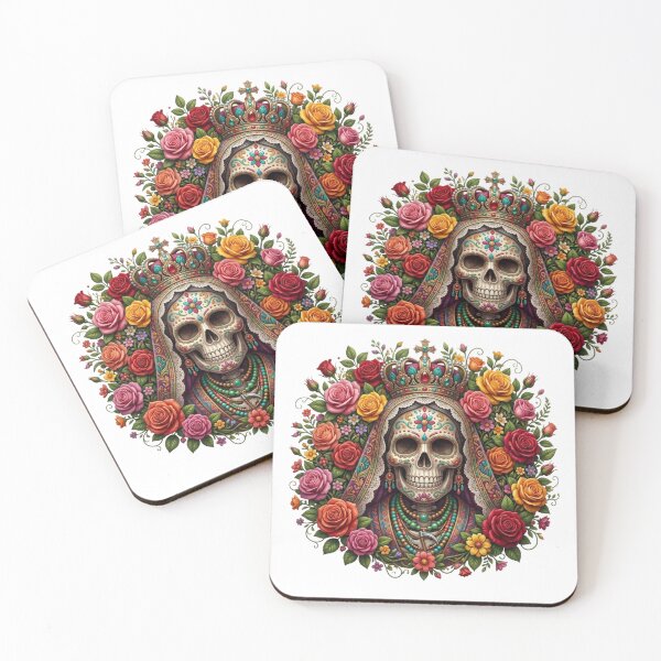 Item preview, Colorful Santa Muerte Skull – Vibrant Day of the Dead Design designed and sold by Cauldron Crafts.