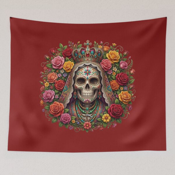 Item preview, Colorful Santa Muerte Skull – Vibrant Day of the Dead Design designed and sold by Cauldron Crafts.