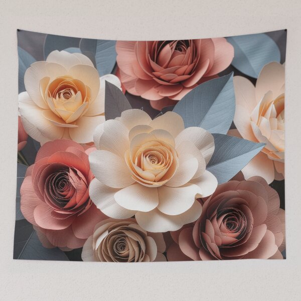Item preview, Modern Paper Cut Rose Floral Illustration designed and sold by Rutvain.