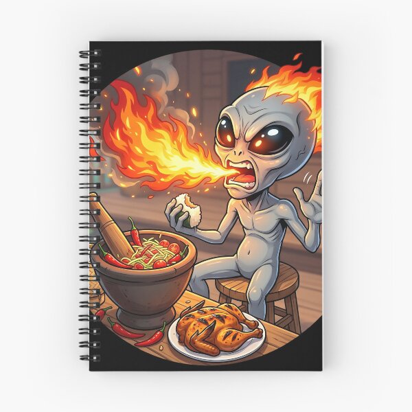 Aperçu de l'œuvre Un extraterrestre rigolo mange une salade de papaye thaïlandaise épicée (Som Tum) créée et vendue par Sunkhung.