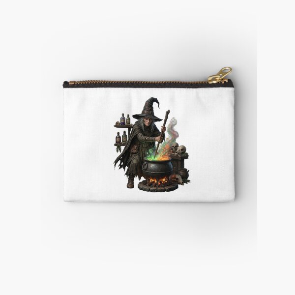 Item preview, Scary Medieval Witch Brewing Potion in Cauldron – Dark Fantasy Halloween Design | Creepy Sorceress Artwork designed and sold by Cauldron Crafts.