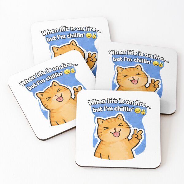 Item preview, When Life Is On Fire But I’m Chillin Funny Cat Meme Sticker designed and sold by LYZ7VANI.