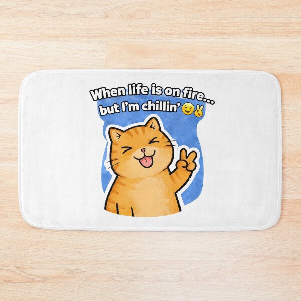 Item preview, When Life Is On Fire But I’m Chillin Funny Cat Meme Sticker designed and sold by LYZ7VANI.
