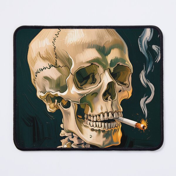 Item preview, Skeleton with cigarette in the style of Van Gogh designed and sold by PrintableTravel.