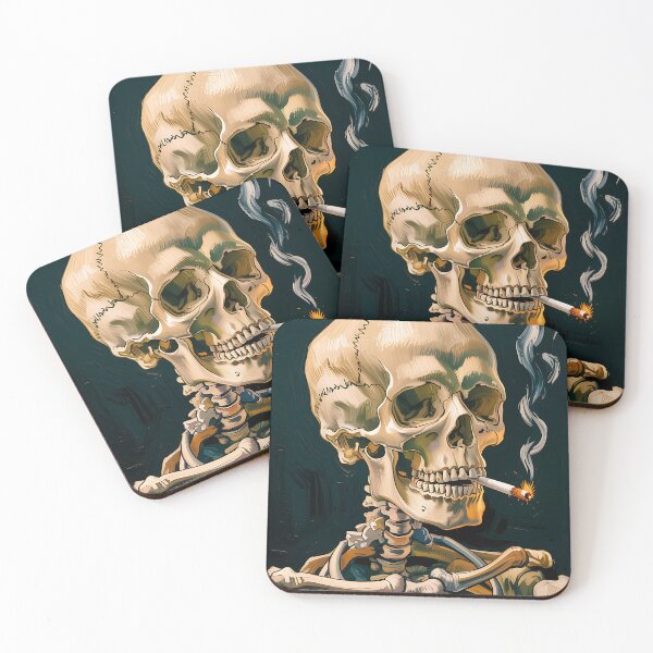 Item preview, Skeleton with cigarette in the style of Van Gogh designed and sold by PrintableTravel.