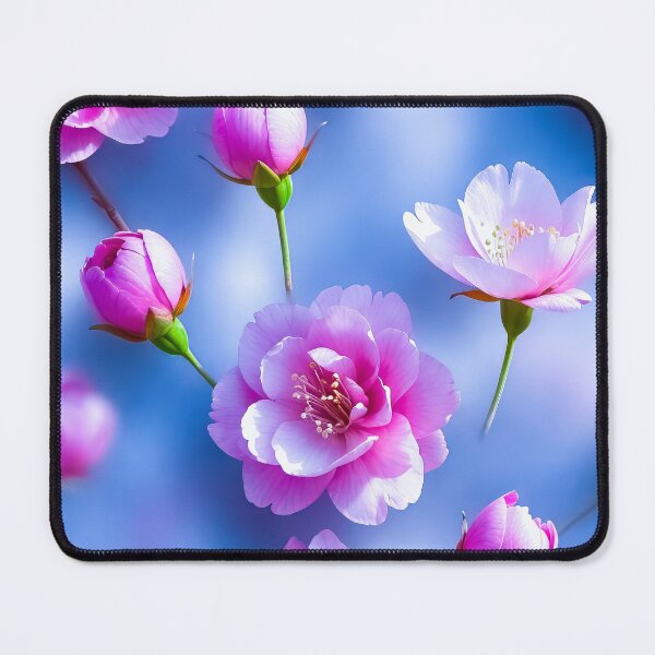 Item preview, Pink Cherry Blossom Flowers on Soft Blue Background designed and sold by MaisonMaroMara.