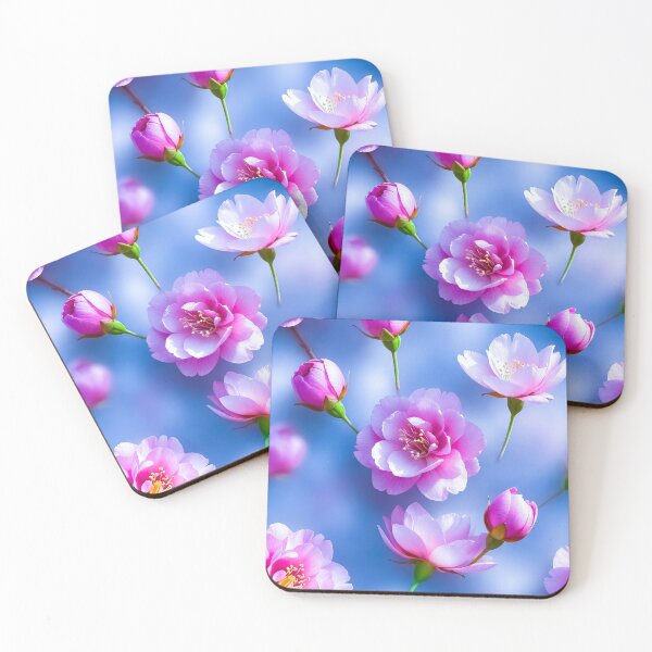 Item preview, Pink Cherry Blossom Flowers on Soft Blue Background designed and sold by MaisonMaroMara.