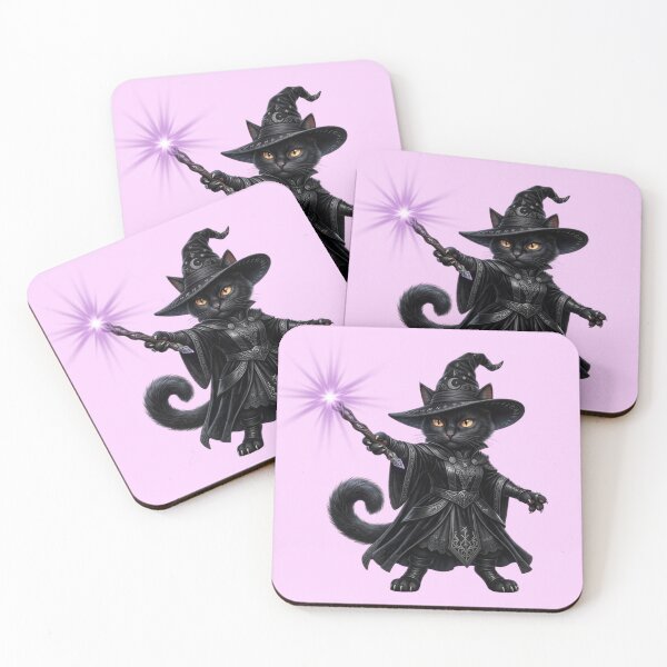 Item preview, Black Cat Witch Girl Aesthetic – Magical Purple Energy Spell, Anthropomorphic Cat Fantasy Artwork designed and sold by Cauldron Crafts.