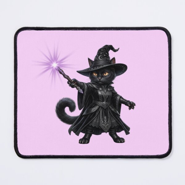 Item preview, Black Cat Witch Girl Aesthetic – Magical Purple Energy Spell, Anthropomorphic Cat Fantasy Artwork designed and sold by Cauldron Crafts.