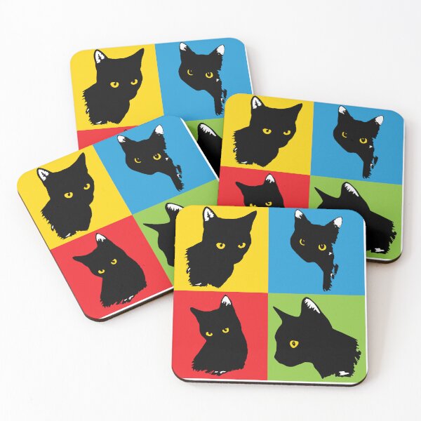 Item preview, Black Cat With Yellow Eyes - Warhol style designed and sold by Owlies-Barn.