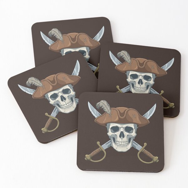 Item preview, Pirate Skeleton Skull with Captain Hat and Crossed Swords – Vintage Pirate Art designed and sold by Cauldron Crafts.