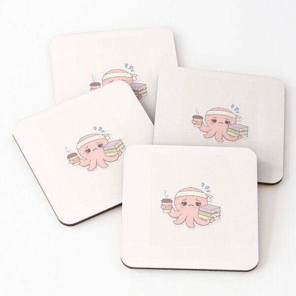 Item preview, Stressed Cute Octopus Studying – Funny Student Coffee Aesthetic Sticker designed and sold by cutechaosshop.