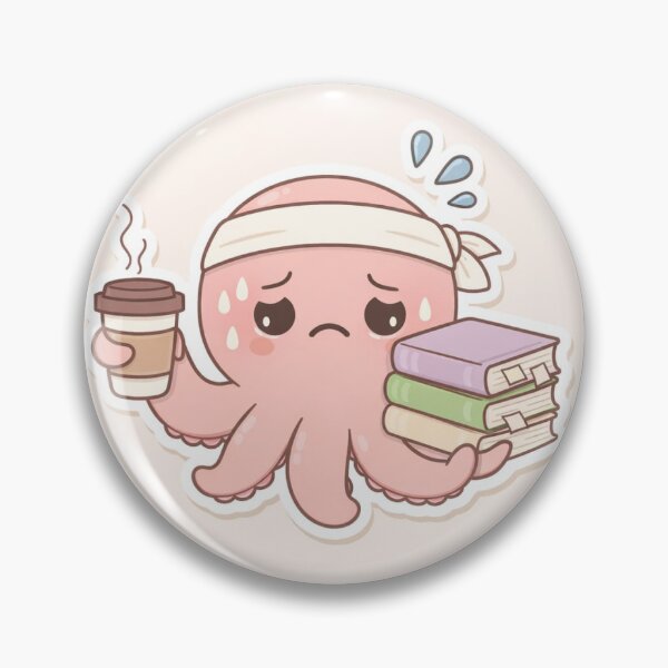 Item preview, Stressed Cute Octopus Studying – Funny Student Coffee Aesthetic Sticker designed and sold by cutechaosshop.