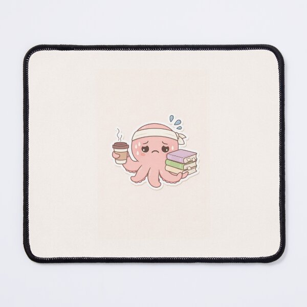 Item preview, Stressed Cute Octopus Studying – Funny Student Coffee Aesthetic Sticker designed and sold by cutechaosshop.