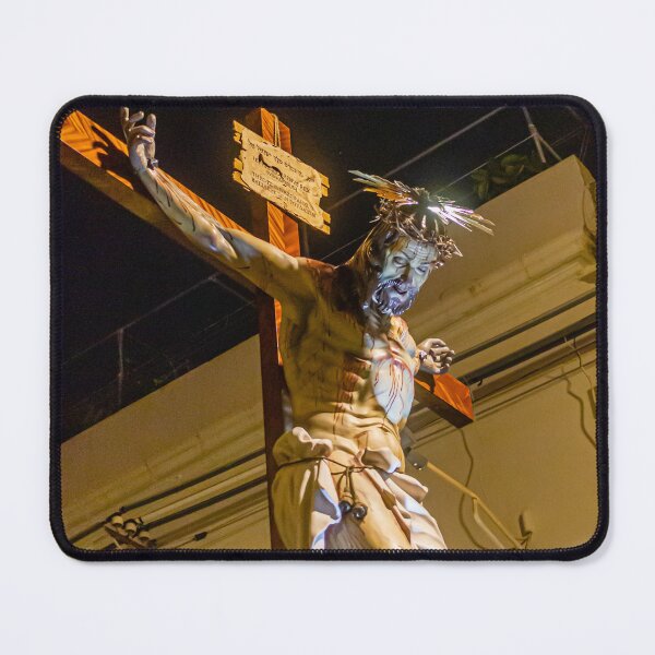 Item preview, Dramatic Nighttime Crucifix Statue of Jesus With Crown of Thorns On Wooden Cross designed and sold by Nmallia.