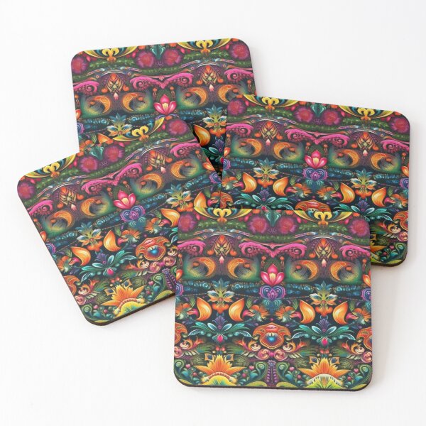 Item preview, Vibrant Maximalist Bohemian Rainbow Floral Folk Art designed and sold by pinkal.