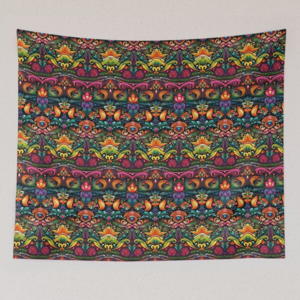 Item preview, Vibrant Maximalist Bohemian Rainbow Floral Folk Art designed and sold by pinkal.