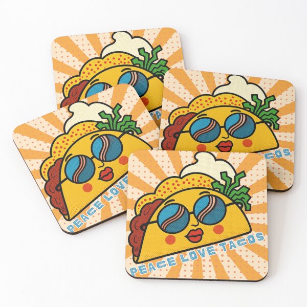Item preview, Peace Love Tacos Vintage Pop Art Food Face designed and sold by MsBrillMakes.