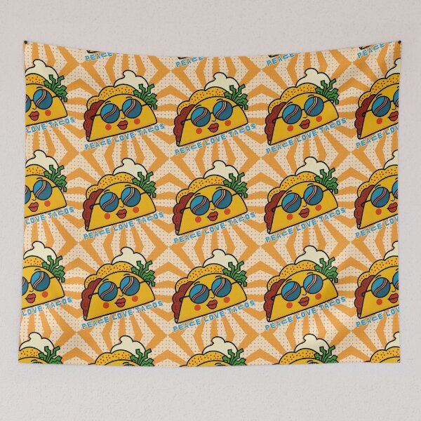Item preview, Peace Love Tacos Vintage Pop Art Food Face designed and sold by MsBrillMakes.