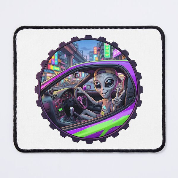 Item preview, Alien Street Racer Drifting in Neon City designed and sold by Sunkhung.