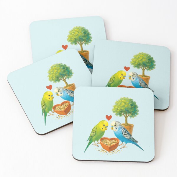 Item preview, Artistic realism painting with parakeets and hearts designed and sold by the artedivino.