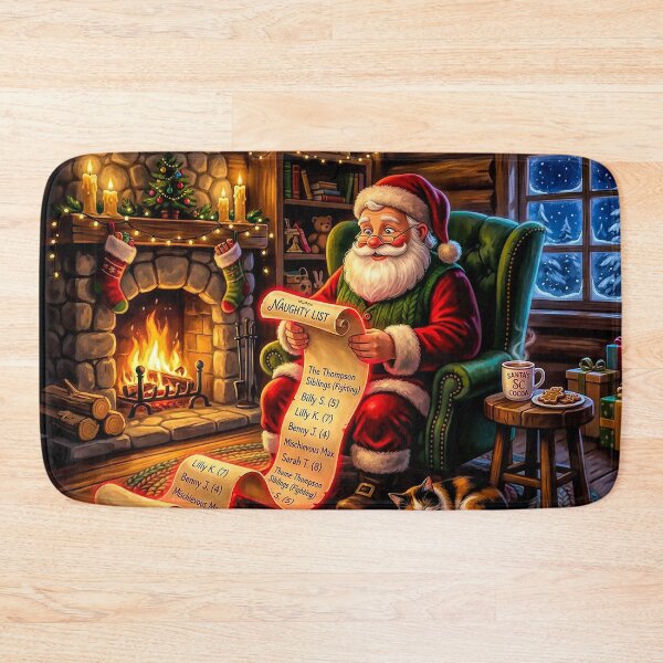 Item preview, Santa Checks the Naughty List by the Fireside designed and sold by acceleratorhams.
