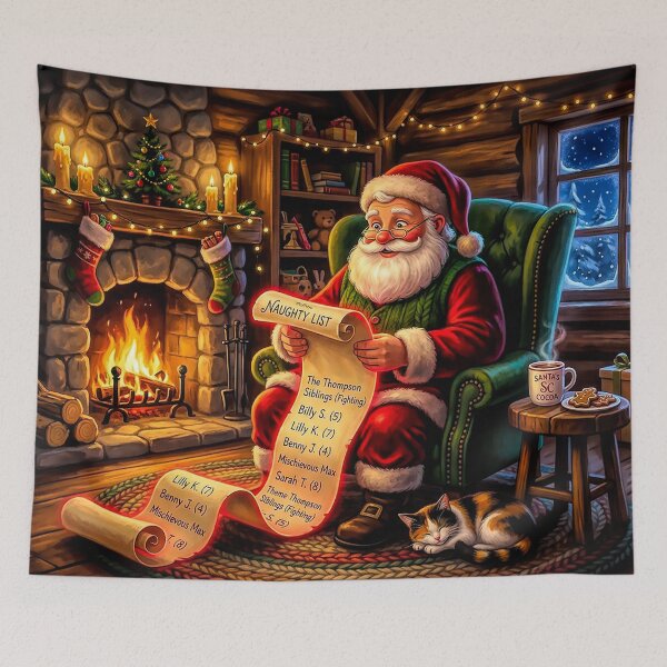 Item preview, Santa Checks the Naughty List by the Fireside designed and sold by acceleratorhams.