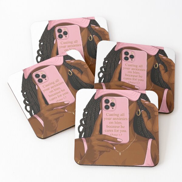 Item preview, Pink Aesthetic Christian Girl - Casting Anxieties Bible Verse designed and sold by Glowandglow.
