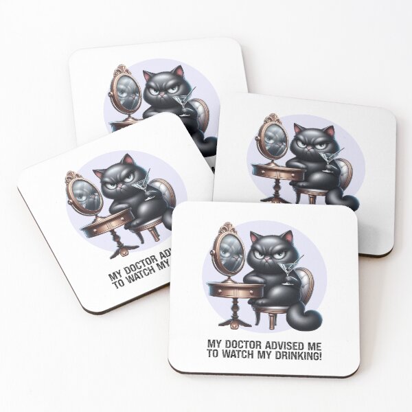 Item preview, Grouchy Cat Drinking Funny Quote designed and sold by MoodCatClubCo.