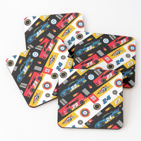 Item preview, Racing Cars Seamless Pattern – Stock Cars, Numbers & Checkered Flags designed and sold by Midnight Veil Designs.