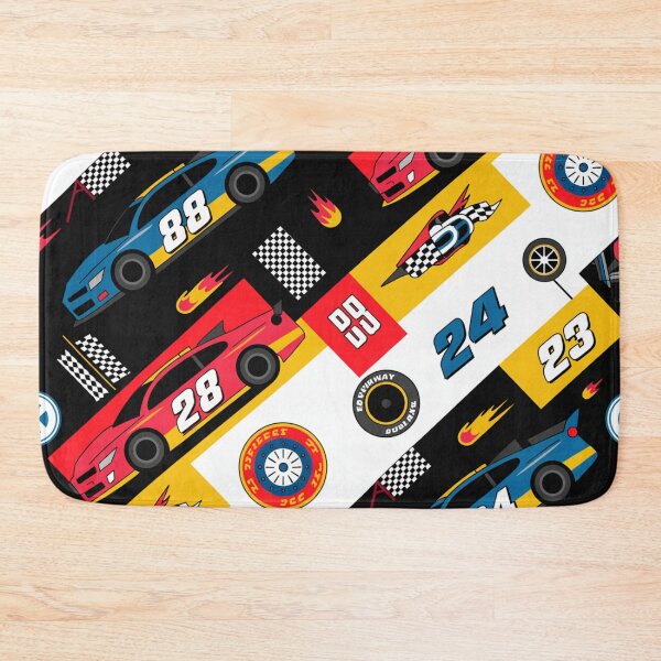 Item preview, Racing Cars Seamless Pattern – Stock Cars, Numbers & Checkered Flags designed and sold by Midnight Veil Designs.